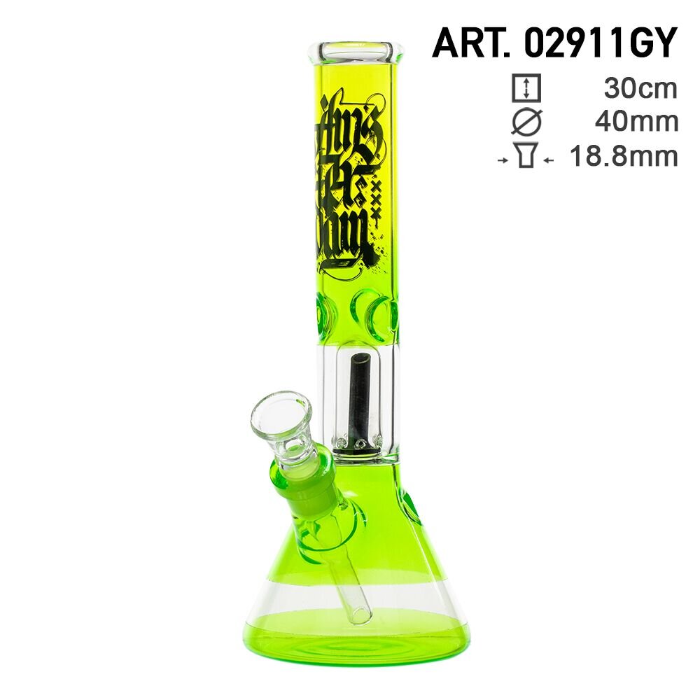 Amsterdam Beaker Base Ice Bong with Dome Percolator | Green