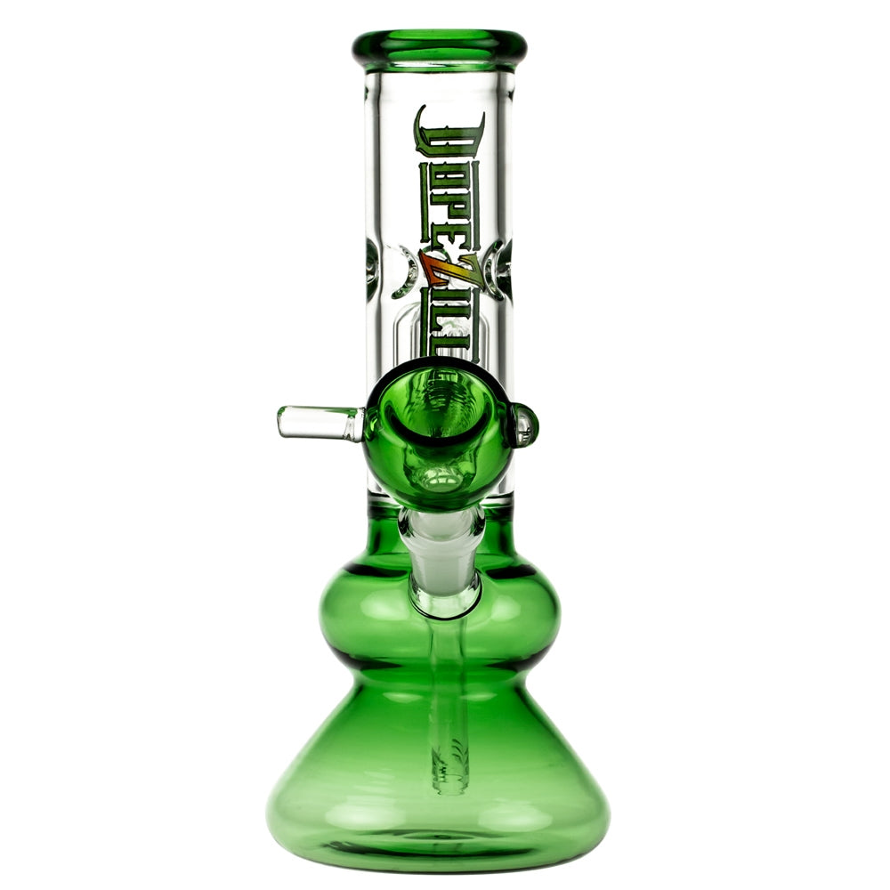 Dopezilla Tokyo Dope Glass Beaker Ice Bong with Tree Perc | Green | front view