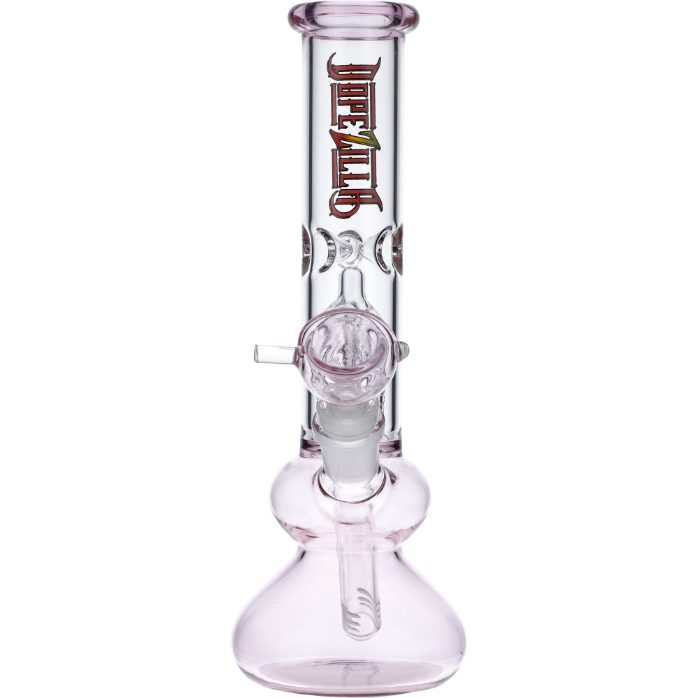 Dopezilla Tokyo Dope Glass Beaker Ice Bong with Tree Perc | Pink | front view
