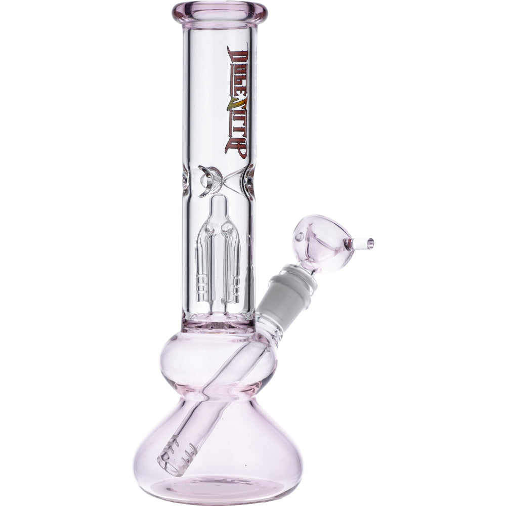 Dopezilla Tokyo Dope Glass Beaker Ice Bong with Tree Perc | Pink | side view 1