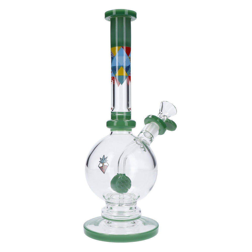 Cabana Cannabis Co. Bubble Base Bong with Circular Foot | Jade Green | side view 3