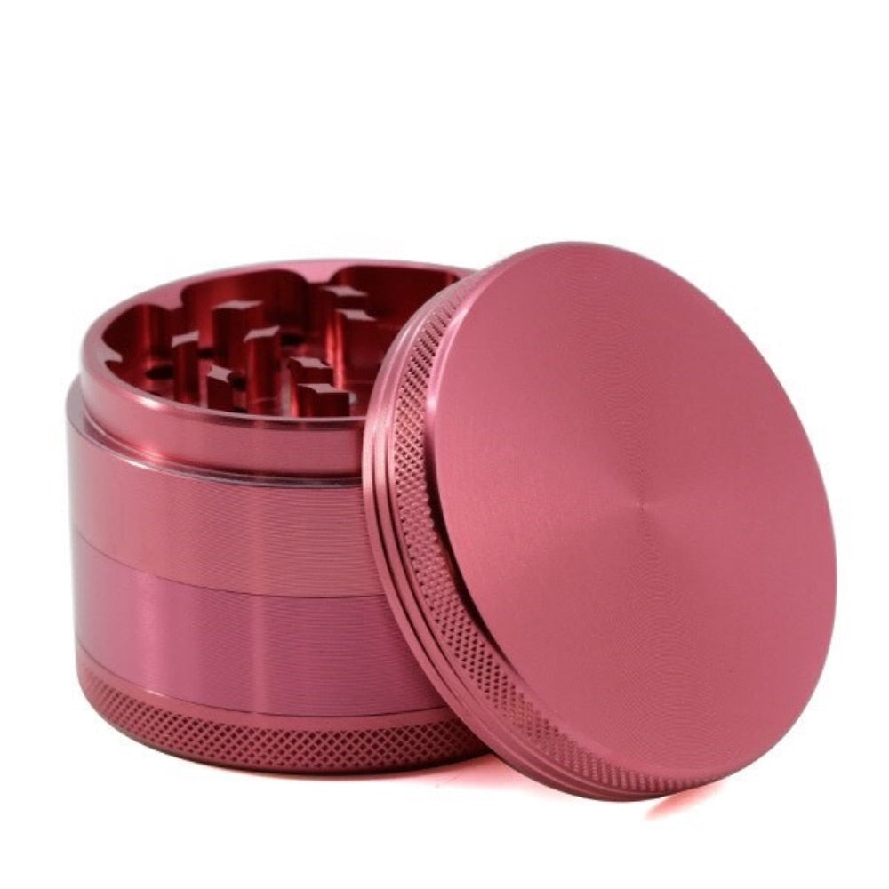 Aluminum 4-Part Herb Grinder with Pollen Screen and Magnetic Lid | Pink