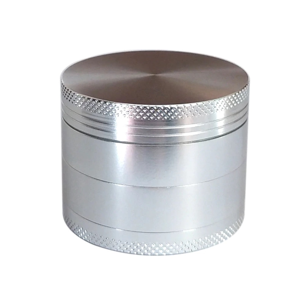Aluminum Herb Grinder with Pollen Screen and Magnetic Lid | 50mm | Silver