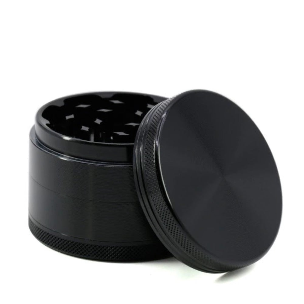 Aluminum Herb Grinder with Pollen Screen and Magnetic Lid | 55mm | Black