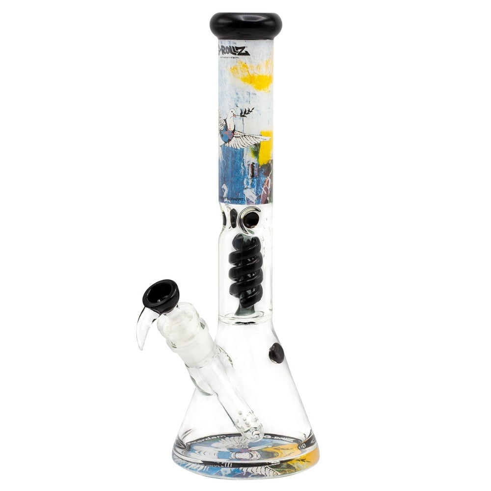 G-Rollz Banksy Beaker Base Percolator Bong | Bulletproof Dove | side view 1