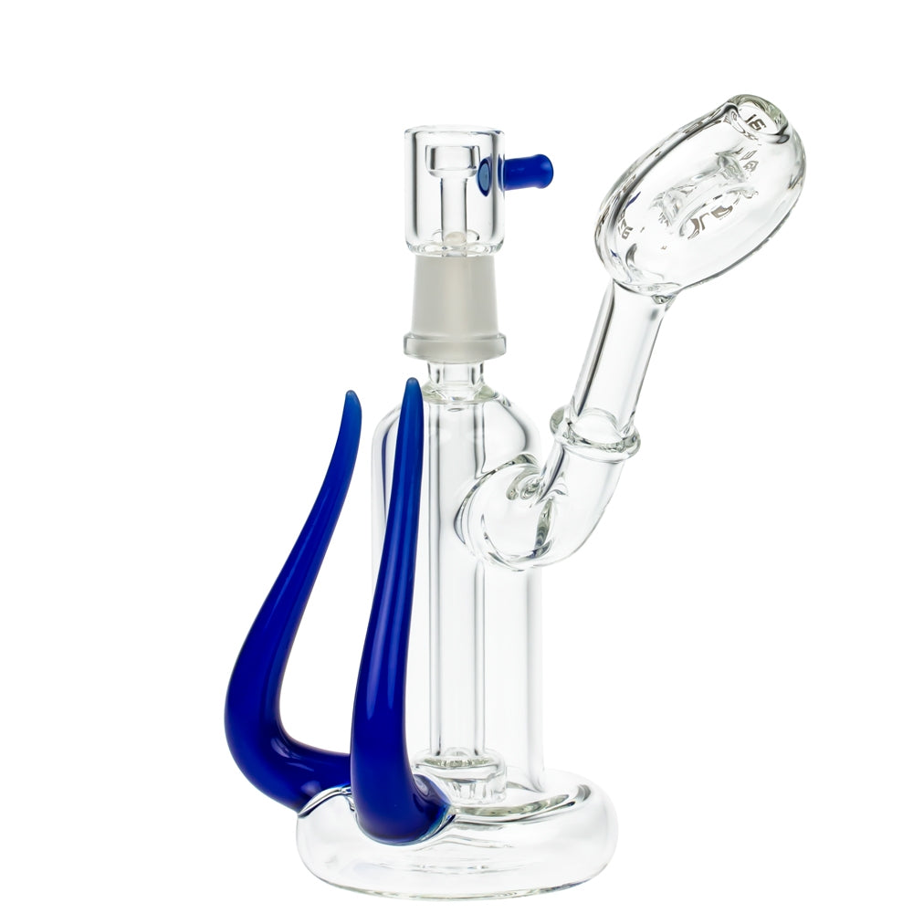 Blaze Glass Concentrate Oil Bubbler with Showerhead Diffuser | Blue - Side View 4