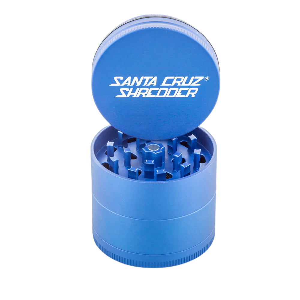 Santa Cruz Shredder Aluminum Herb Grinder | Small | 4-Part | Blue | Open
