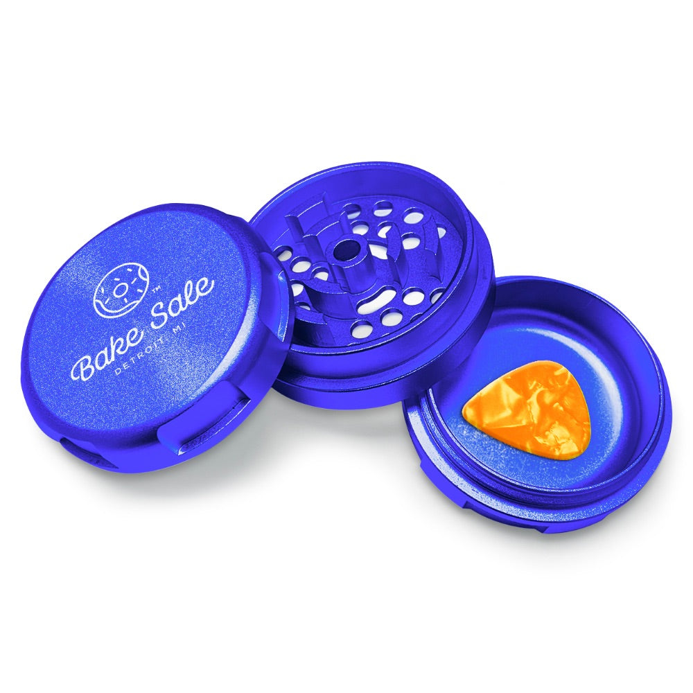 Bake Sale 3-Part Aircraft Grade Aluminum Whole Donut Grinder | Blue | Logo