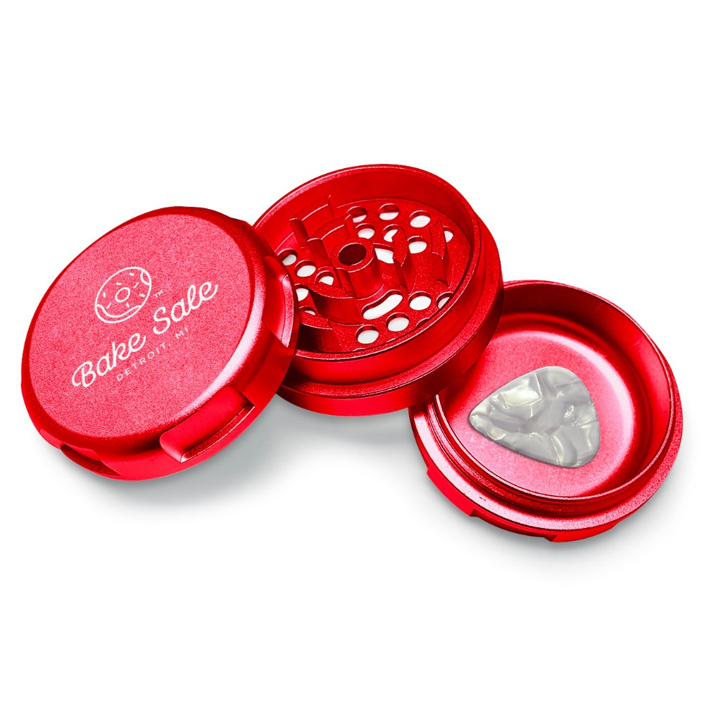 Bake Sale 3-Part Aircraft Grade Aluminum Whole Donut Grinder | Red | Logo