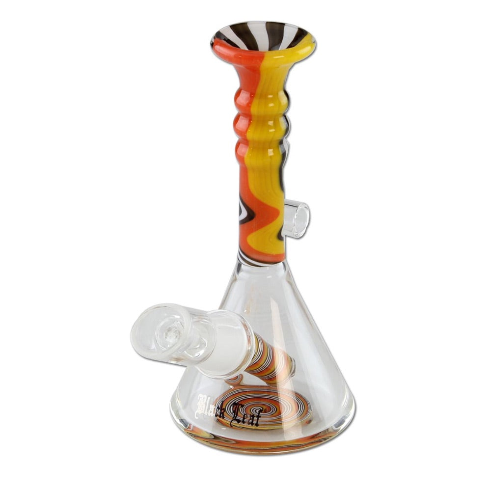 Black Leaf Colored Swirl Mini Dab Rig with Nail | Orange | front view