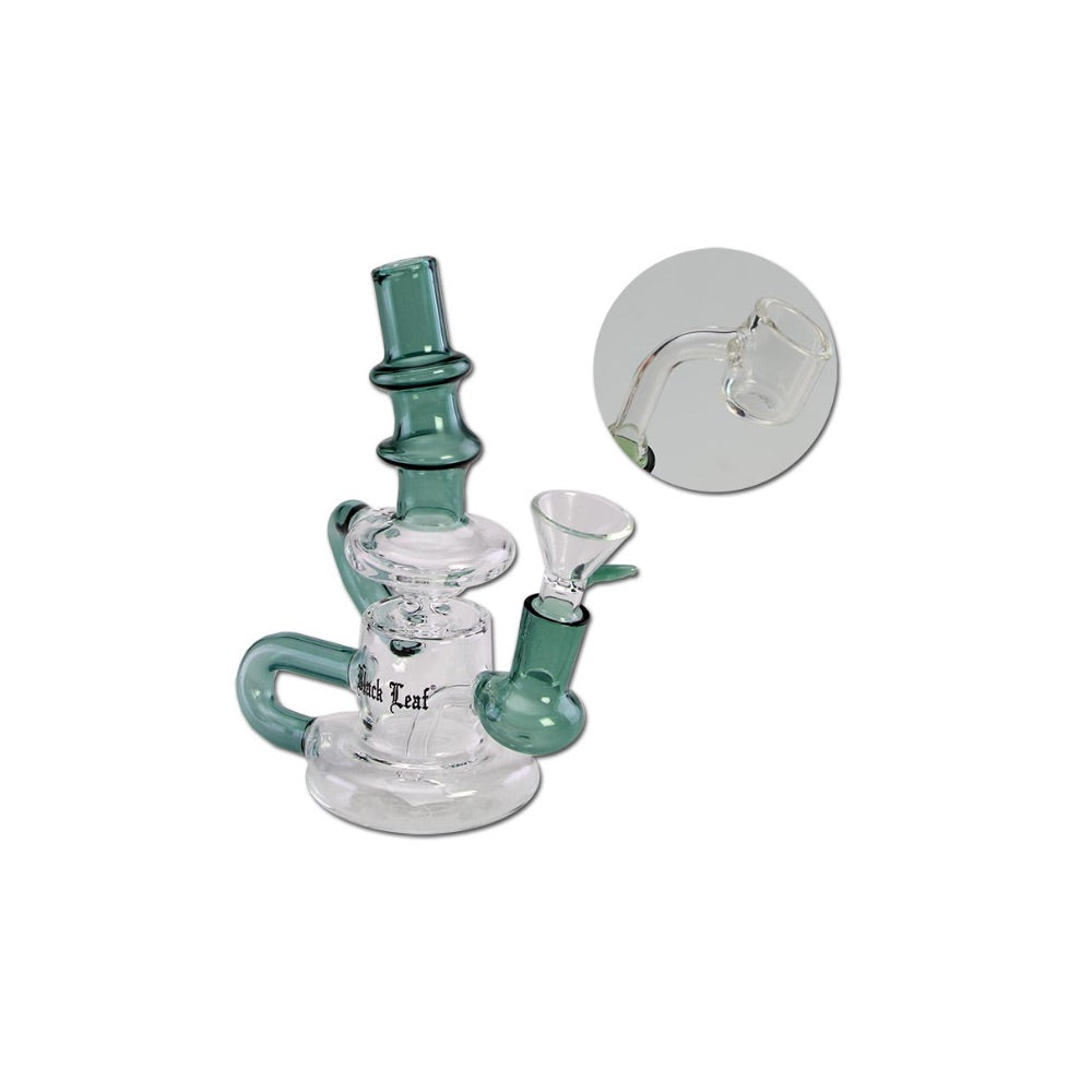 Black Leaf Glass Recycler Hybrid Dab Rig | Teal
