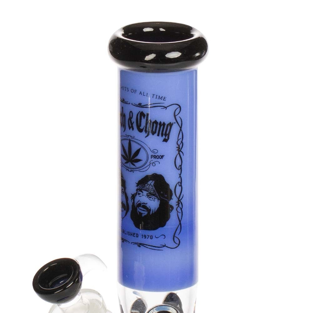 Grace Glass Cheech & Chong Greatest Hits Straight Tube Bong | Blue | stem view