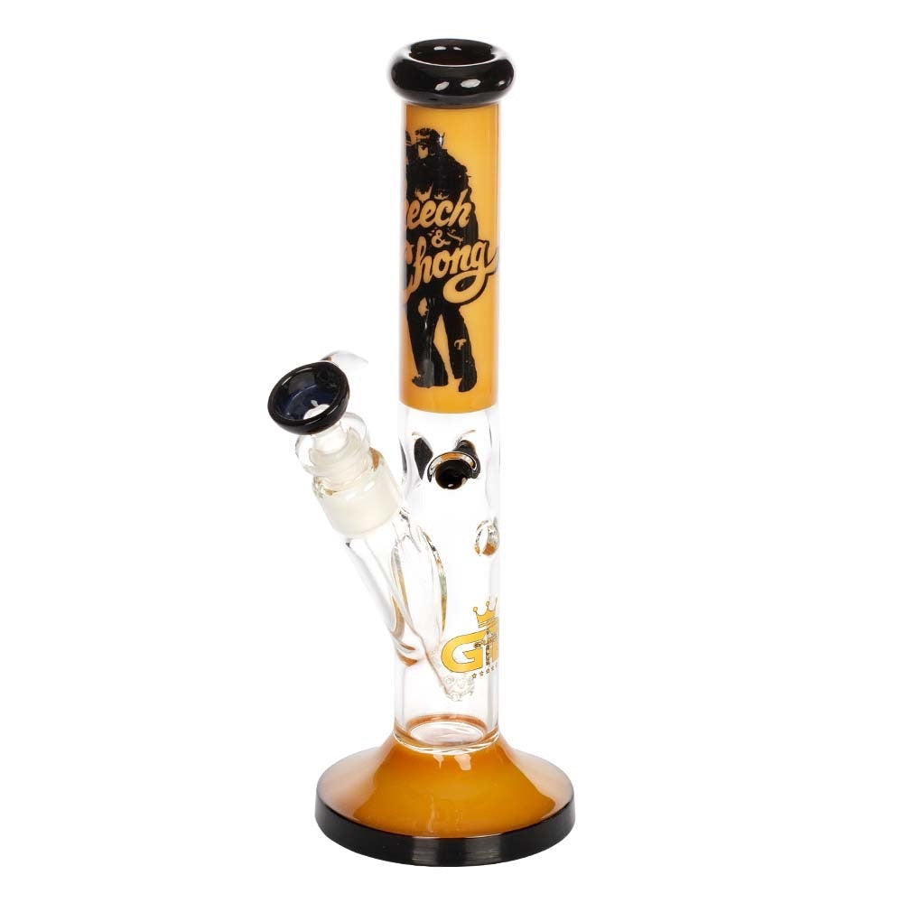 Grace Glass Cheech & Chong Peace Straight Tube Bong | Blue | side view 1