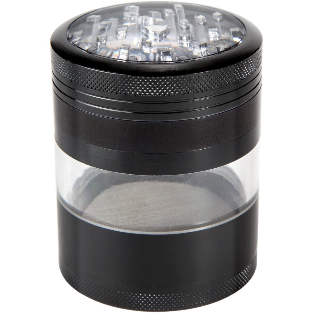 Grinder with clear Mid-section and Magnetic Window Lid | 62mm | Gold
