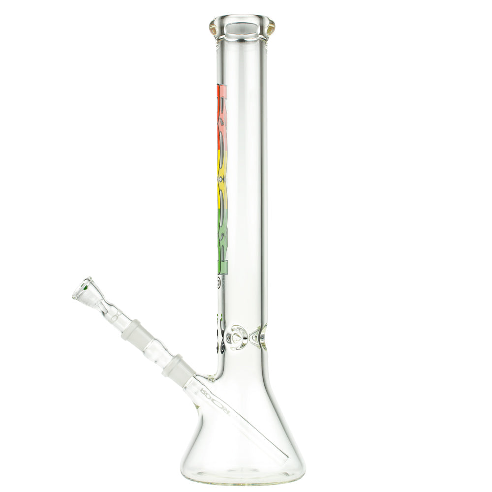 ROOR Little Sista Beaker Base 7mm Glass Ice Bong | Rasta | 45cm - Side View 3