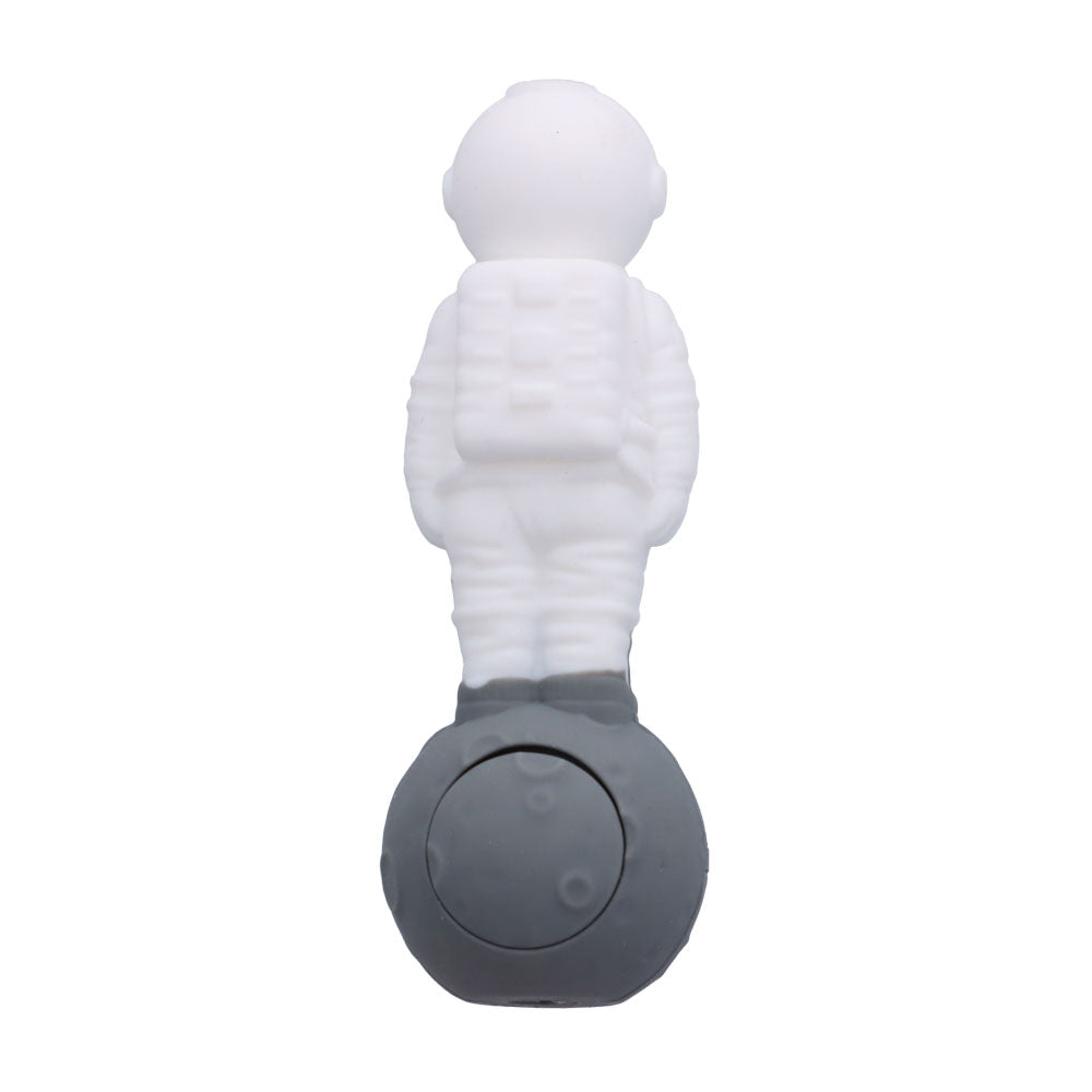 Silicone Astronaut Hand Pipe with Glass Bowl | 5 Inch | White | bottom view