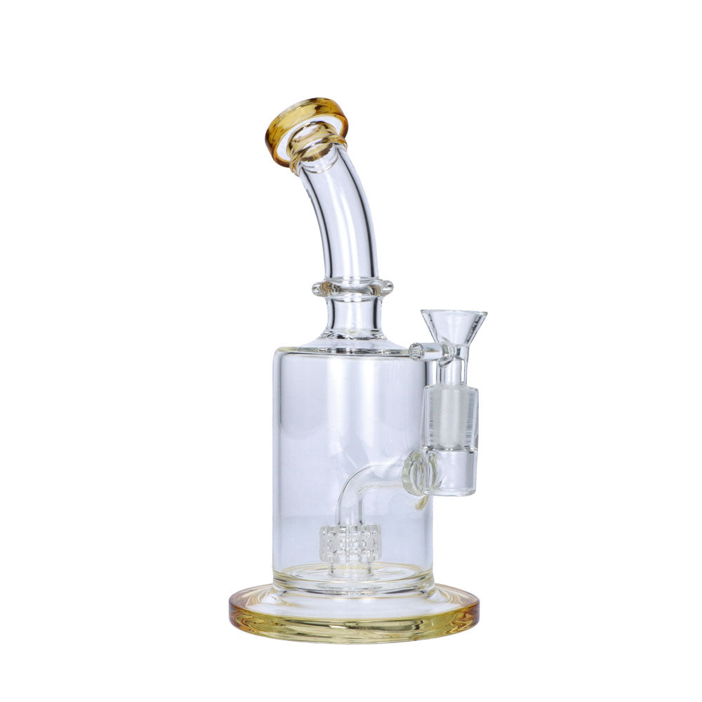Glass Glycerine Beaker Bubbler with Drum Percolator | Yellow | side view 1