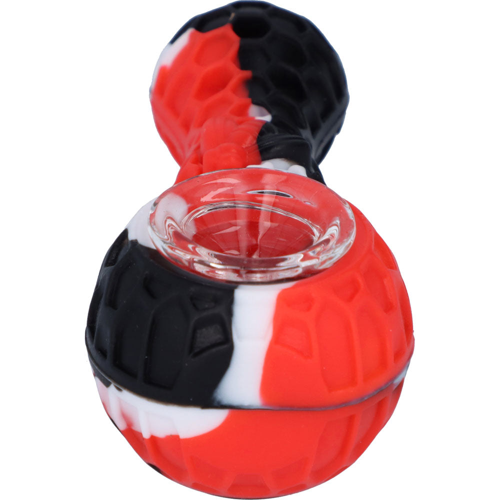Silicone Spoon Pipe with Glass Bowl | 4.5 Inch | Random Multi-Colored | Red | front view