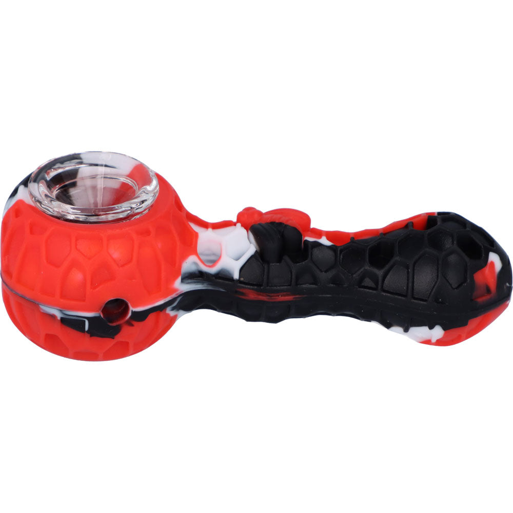 Silicone Spoon Pipe with Glass Bowl | 4.5 Inch | Random Multi-Colored | Red | side view 2