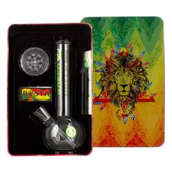 Greenline Bubble Base Glass Rasta Bong Giftset